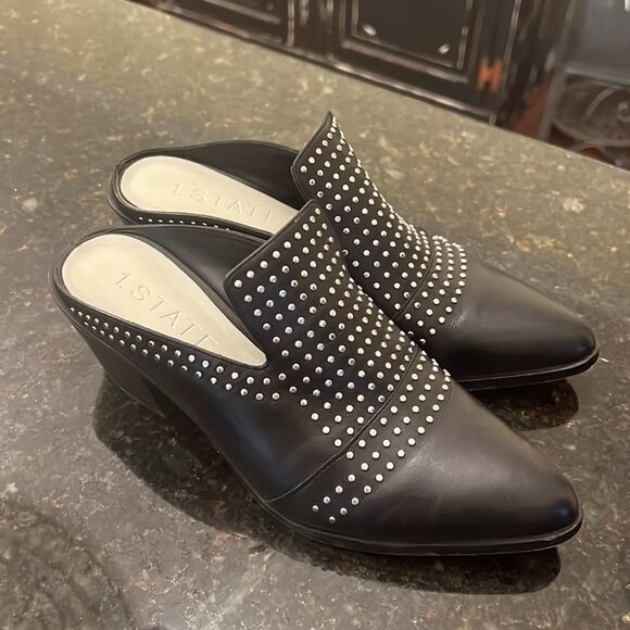 1. State Sz 7.5 Leather Studded Mules EUC - Picture 2 of 8